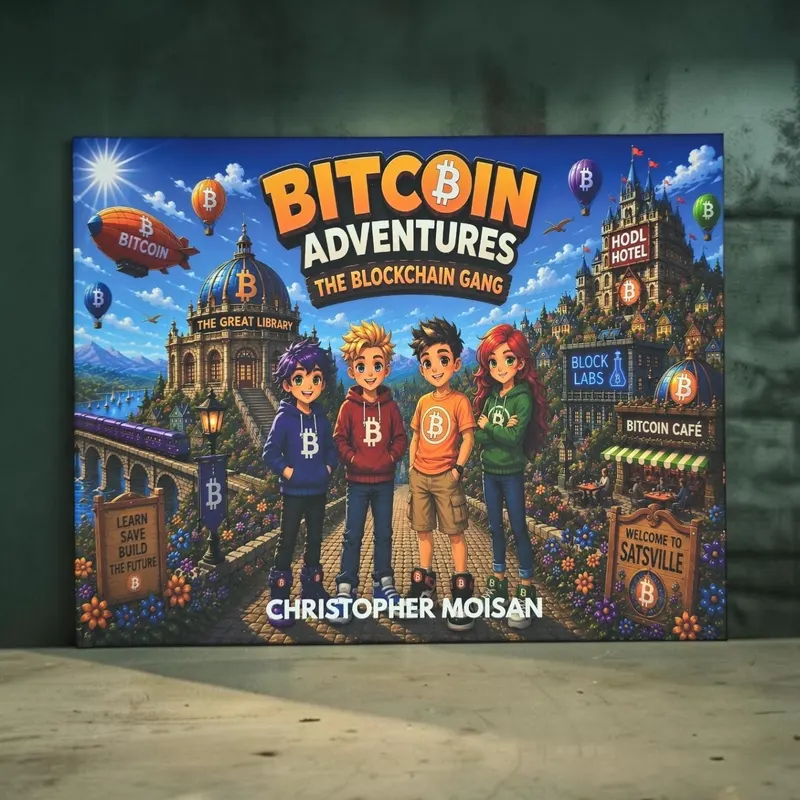 Cover of the Bitcoin children's book Bitcoin Adventures: The Blockchain Gang