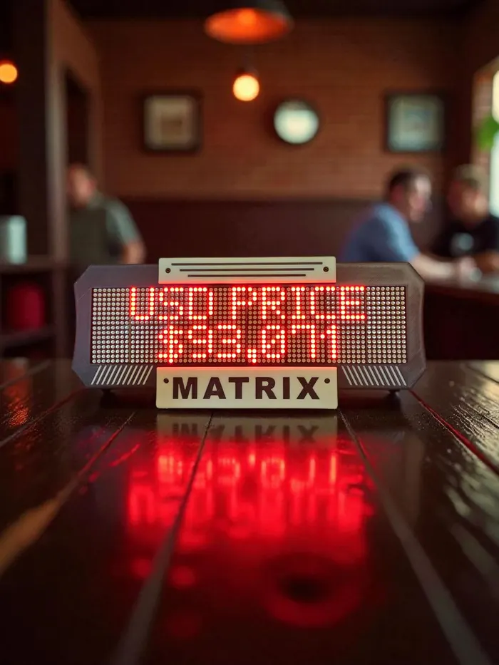 STACKSWORTH MATRIX showing the USD Bitcoin price in red LEDs